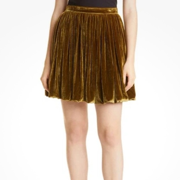 NEW Rebecca Taylor 4 Golden Velvet Mini Skirt ~ Bubble Hem Party Festive - Picture 1 of 8